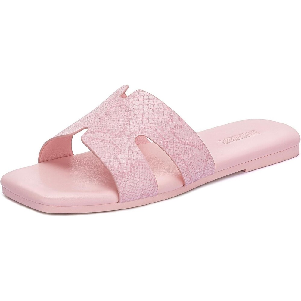 Womens Size 10 RockDove Women's Solara Pink H-Strap Flat Sandal Comfort Slide